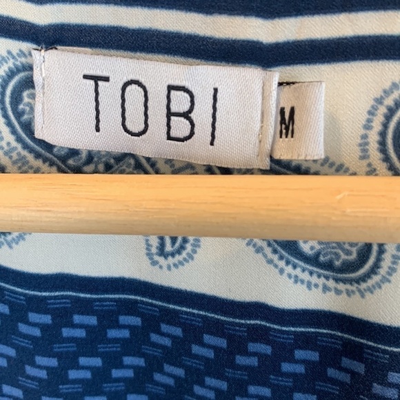 Tobi Wide Leg Long Line Sleeveless Navy Blue Bandanna Paisley Jumpsuit sz M - Picture 6 of 10